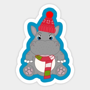 Surfinghippos in cute festive hat Sticker